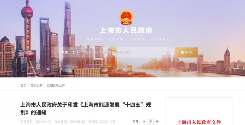 光伏新增2.7GW！上海市印發(fā)能源“十四五”規(guī)劃！