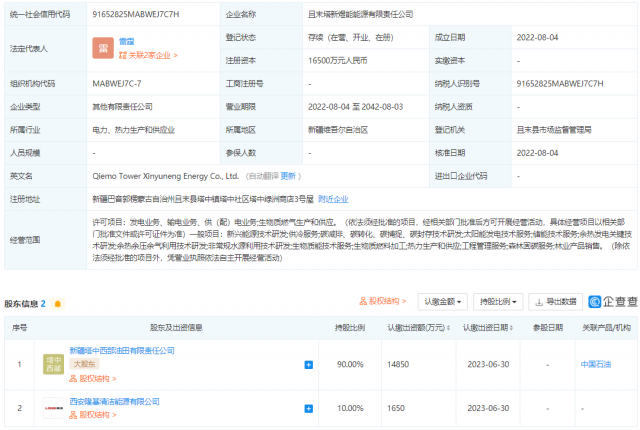 中國石油、隆基投資成立能源公司