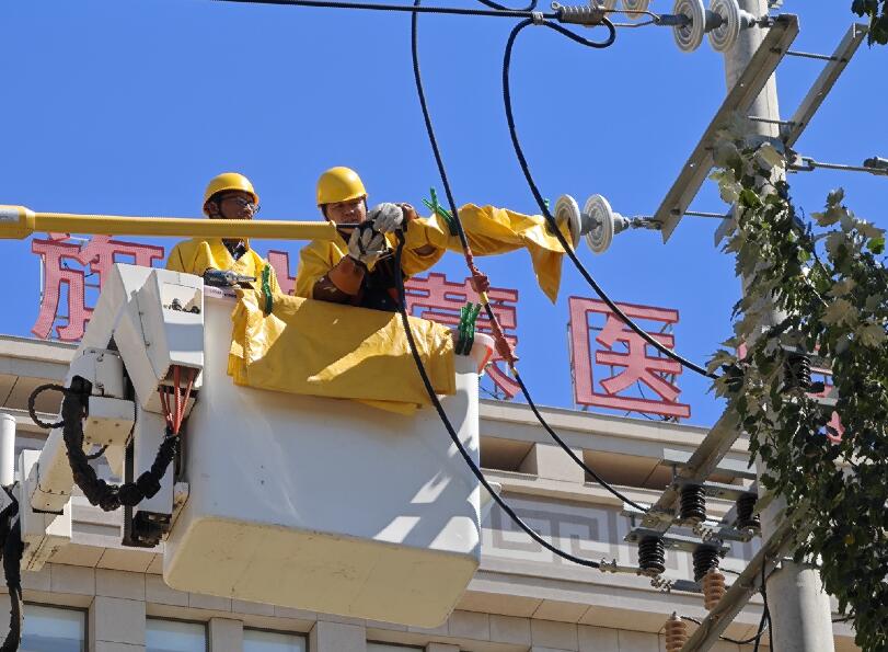阿拉善供電公司迎夏峰帶電消缺，保醫(yī)電“汗”衛(wèi)民生