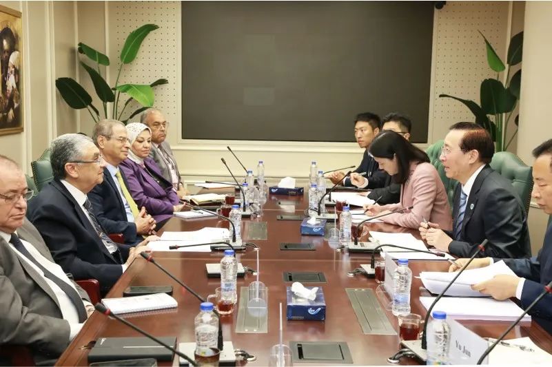 國家電網(wǎng)董事長辛保安與埃及電力部部長沙赫爾、中國駐埃及大使廖力強(qiáng)會(huì)談