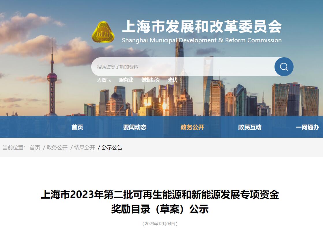 上海：分布式光伏項(xiàng)目最高獎勵0.12元/千瓦時(shí)