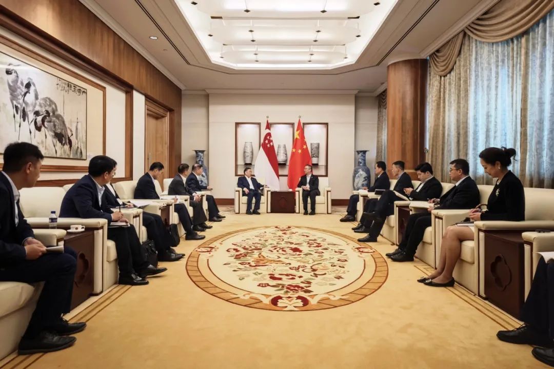中國能建黨委書記、董事長宋海良與中國駐新加坡大使館臨時代辦朱憬會談