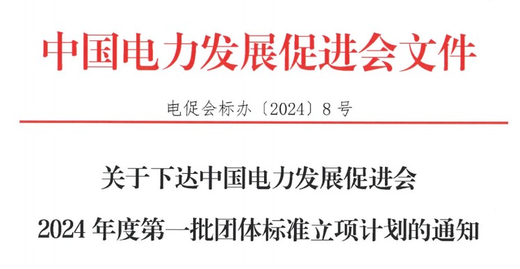 關于下達中國電力發(fā)展促進會2024年度第一批團體標準立項計劃的通知